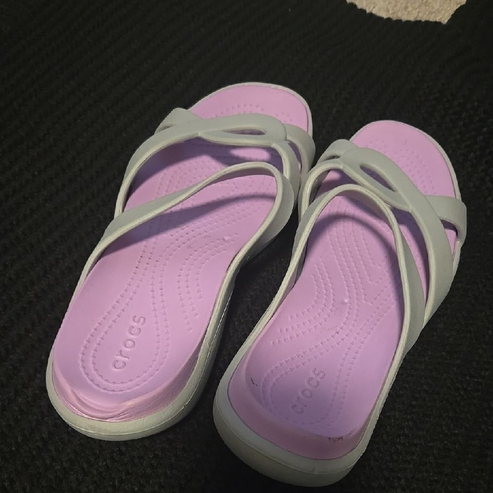 Crocs Women's Purple and Gray Sandals - Picture 5 of 5